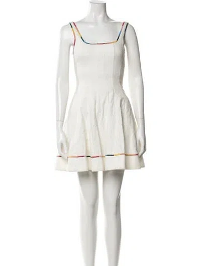 Pre-owned Staud Square Neckline Mini Dress In White