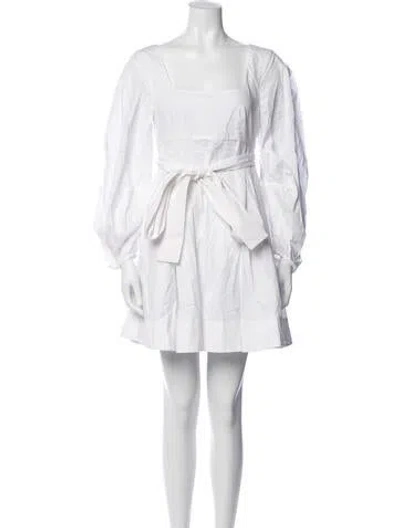 Pre-owned Staud Square Neckline Mini Dress In White