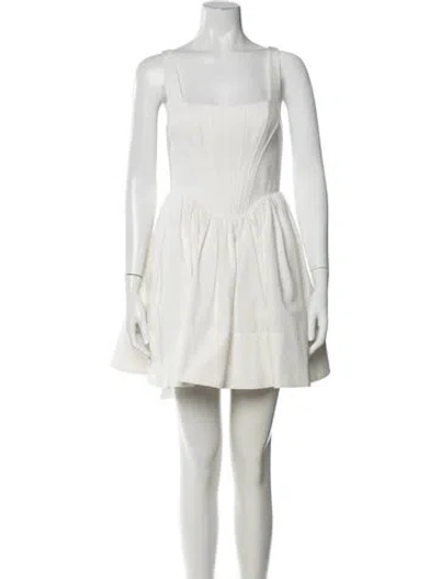 Pre-owned Staud Square Neckline Mini Dress In White