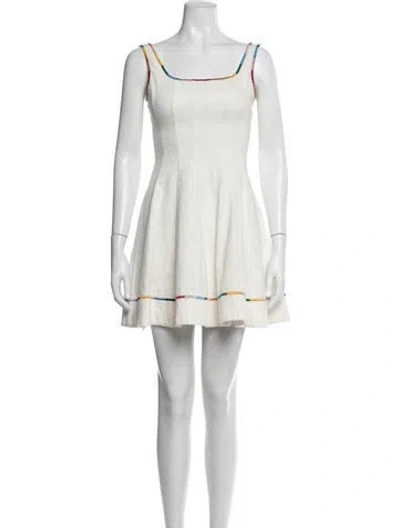 Pre-owned Staud Square Neckline Mini Dress In White