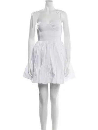 Pre-owned Staud Square Neckline Mini Dress In White