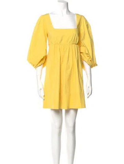 Pre-owned Staud Square Neckline Mini Dress In Yellow