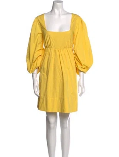 Pre-owned Staud Square Neckline Mini Dress In Yellow