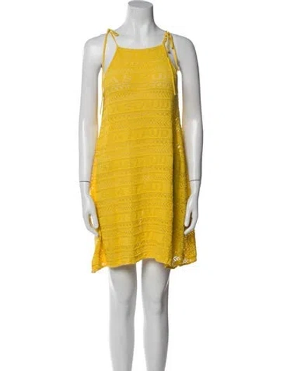 Pre-owned Staud Square Neckline Mini Dress In Yellow