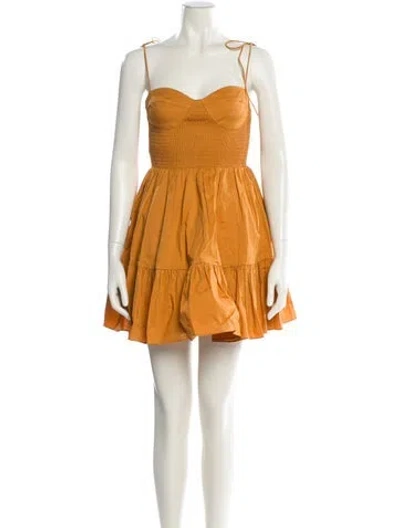 Pre-owned Staud Square Neckline Mini Dress In Yellow