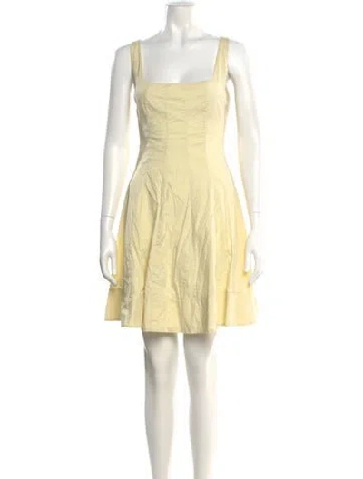Pre-owned Staud Square Neckline Mini Dress In Yellow