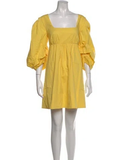 Pre-owned Staud Square Neckline Mini Dress In Yellow