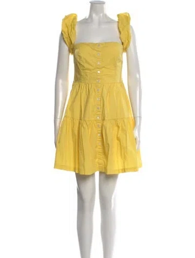 Pre-owned Staud Square Neckline Mini Dress In Yellow