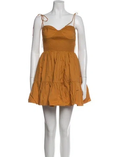 Pre-owned Staud Square Neckline Mini Dress In Yellow