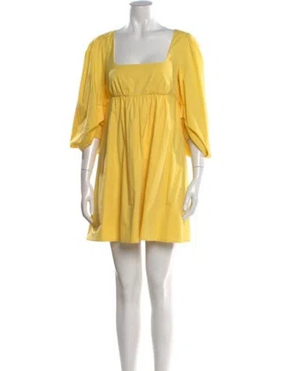Pre-owned Staud Square Neckline Mini Dress In Yellow