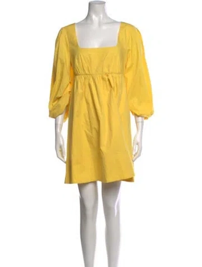 Pre-owned Staud Square Neckline Mini Dress In Yellow