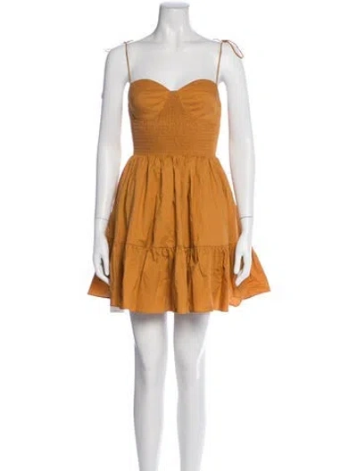 Pre-owned Staud Square Neckline Mini Dress In Yellow