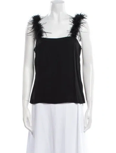 Pre-owned Staud Square Neckline Short Sleeve Blouse In Black