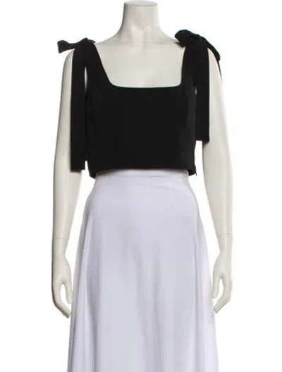Pre-owned Staud Square Neckline Short Sleeve Crop Top In Black