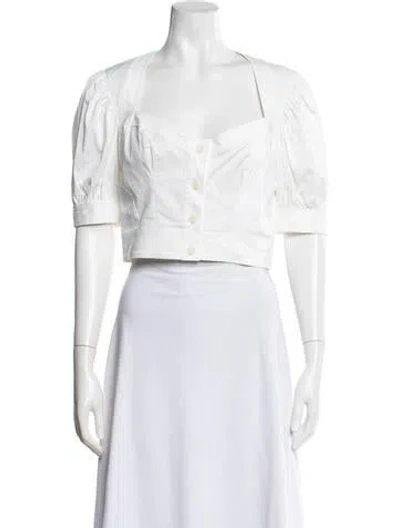 Pre-owned Staud Square Neckline Short Sleeve Crop Top In Neutral