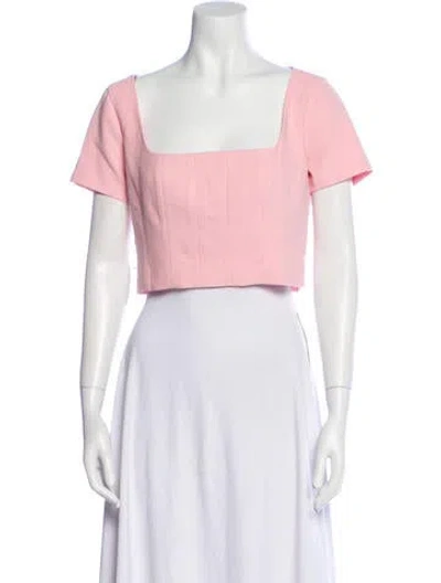 Pre-owned Staud Square Neckline Short Sleeve Crop Top In White