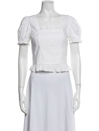 Pre-owned Staud Square Neckline Short Sleeve Top In Multi
