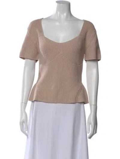Pre-owned Staud Square Neckline Short Sleeve Top In Neutral