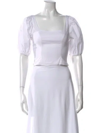 Pre-owned Staud Square Neckline Short Sleeve Top W/ Tags In White
