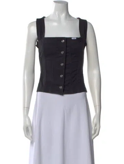 Pre-owned Staud Square Neckline Sleeveless Button-up Top In Multi