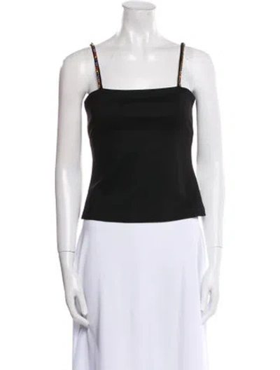 Pre-owned Staud Square Neckline Sleeveless Crop Top In Black