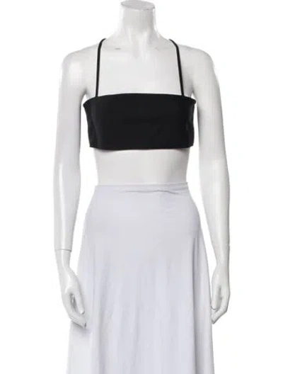 Pre-owned Staud Square Neckline Sleeveless Crop Top In Black
