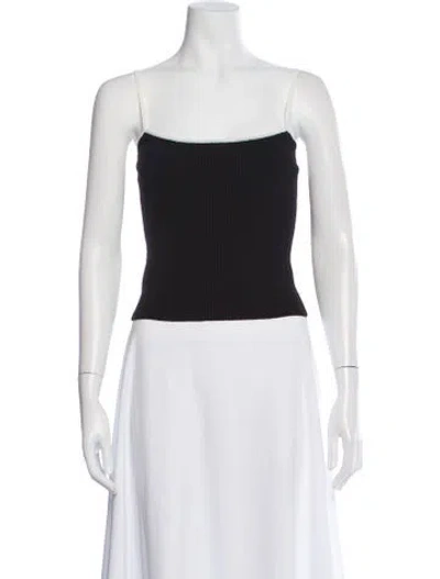 Pre-owned Staud Square Neckline Sleeveless Crop Top In Black