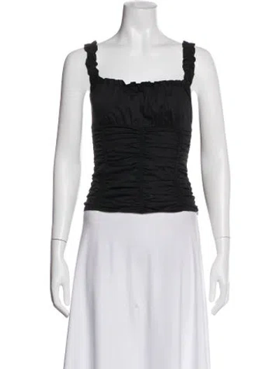 Pre-owned Staud Square Neckline Sleeveless Crop Top In Black