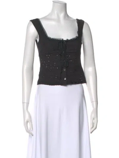 Pre-owned Staud Square Neckline Sleeveless Crop Top In Blue