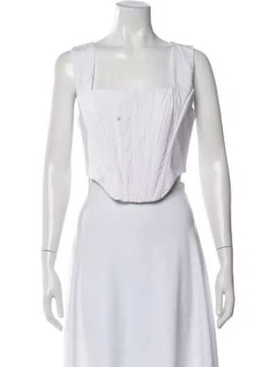 Pre-owned Staud Square Neckline Sleeveless Crop Top In Blue