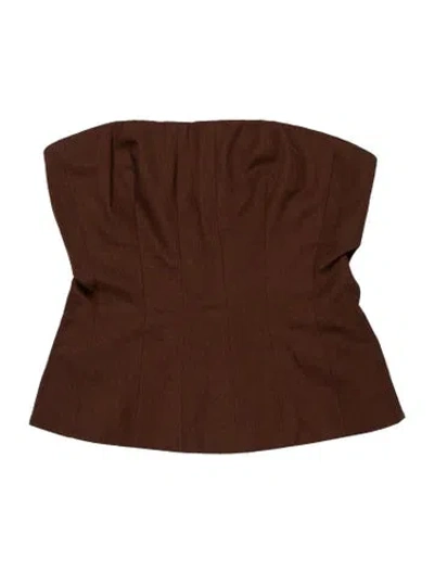 Pre-owned Staud Square Neckline Sleeveless Crop Top In Brown