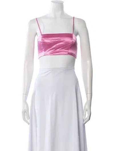 Pre-owned Staud Square Neckline Sleeveless Crop Top In Gray