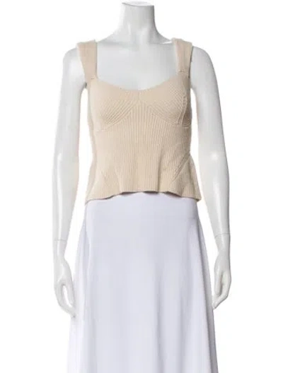 Pre-owned Staud Square Neckline Sleeveless Crop Top In Neutral
