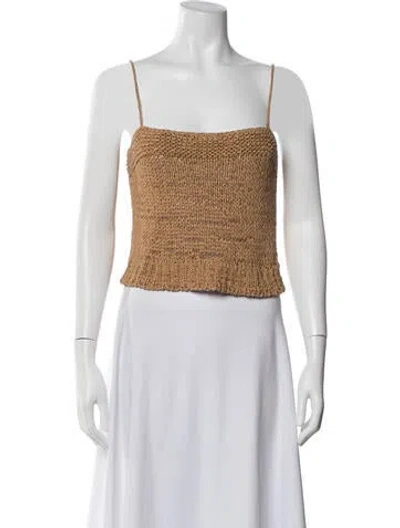 Pre-owned Staud Square Neckline Sleeveless Crop Top In Neutral
