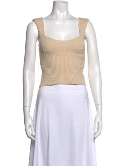 Pre-owned Staud Square Neckline Sleeveless Crop Top In Neutral