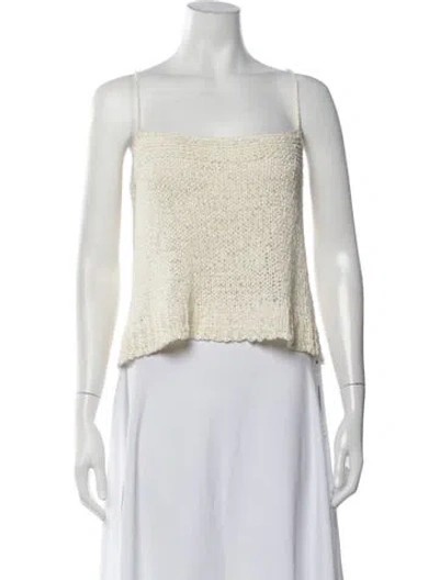 Pre-owned Staud Square Neckline Sleeveless Crop Top In Neutrals