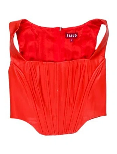 Pre-owned Staud Square Neckline Sleeveless Crop Top In Orange
