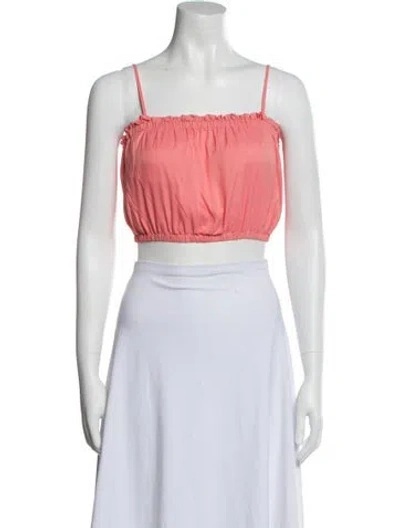 Pre-owned Staud Square Neckline Sleeveless Crop Top In Pink