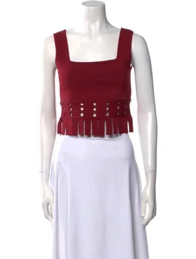 Pre-owned Staud Square Neckline Sleeveless Crop Top In Red