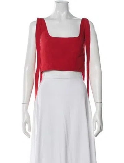 Pre-owned Staud Square Neckline Sleeveless Crop Top In Red