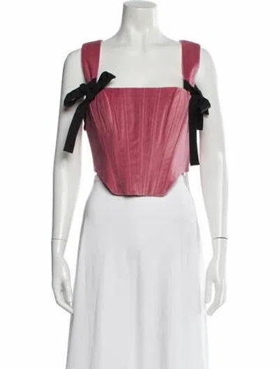Pre-owned Staud Square Neckline Sleeveless Crop Top W/ Tags In Pink