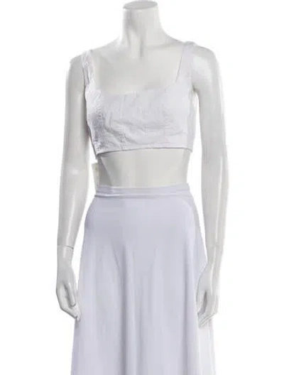 Pre-owned Staud Square Neckline Sleeveless Crop Top In White