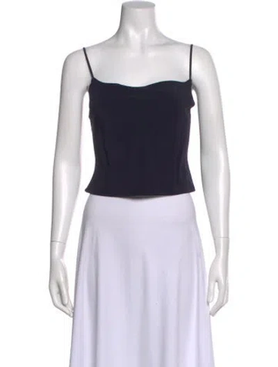 Pre-owned Staud Square Neckline Sleeveless Top In Black