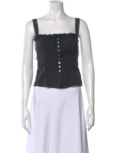 Pre-owned Staud Square Neckline Sleeveless Top In Black