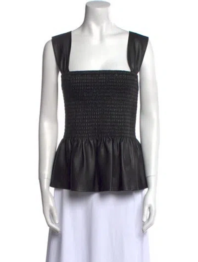 Pre-owned Staud Square Neckline Sleeveless Top In Black
