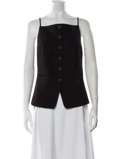 Pre-owned Staud Square Neckline Sleeveless Top In Black
