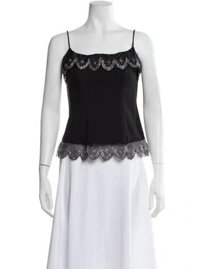 Pre-owned Staud Square Neckline Sleeveless Top In Black