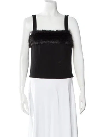 Pre-owned Staud Square Neckline Sleeveless Top In Black