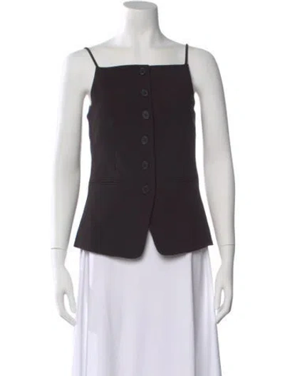 Pre-owned Staud Square Neckline Sleeveless Top In Black