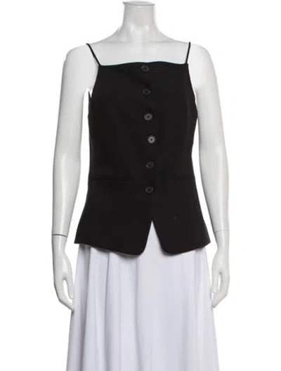 Pre-owned Staud Square Neckline Sleeveless Top In Black